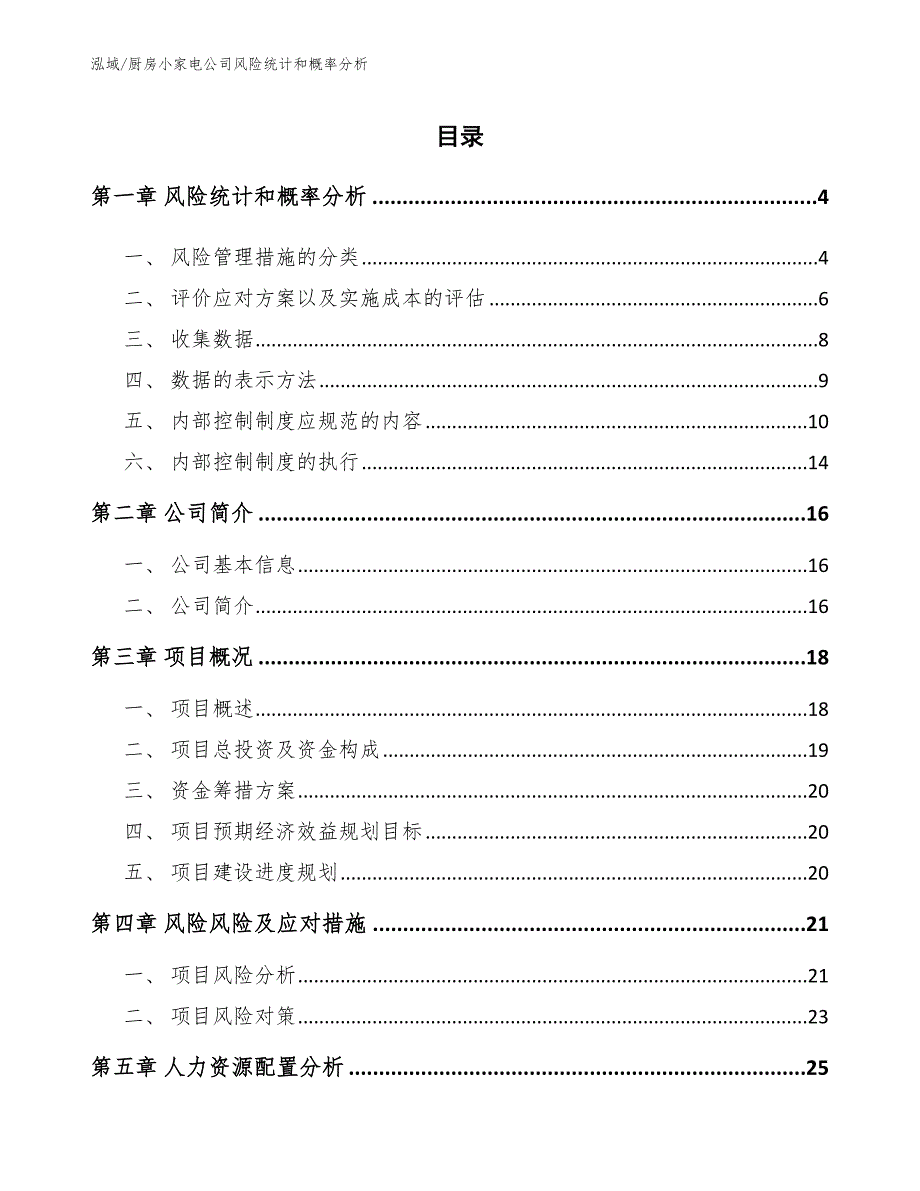 厨房小家电公司风险统计和概率分析（参考）_第2页