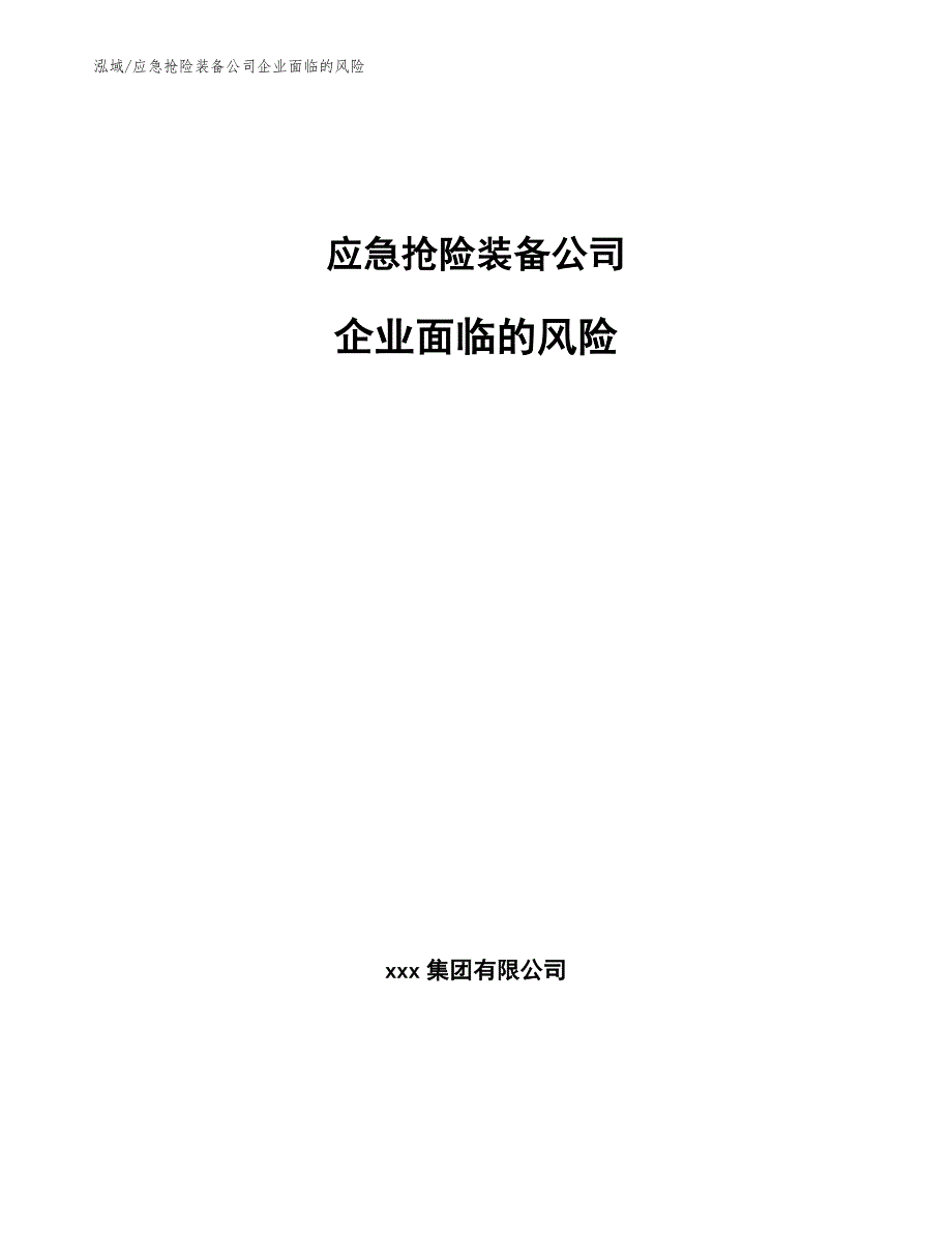 应急抢险装备公司企业面临的风险（参考）_第1页