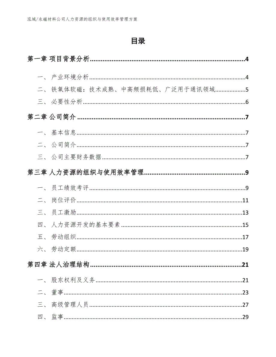 永磁材料公司人力资源的组织与使用效率管理方案_第2页