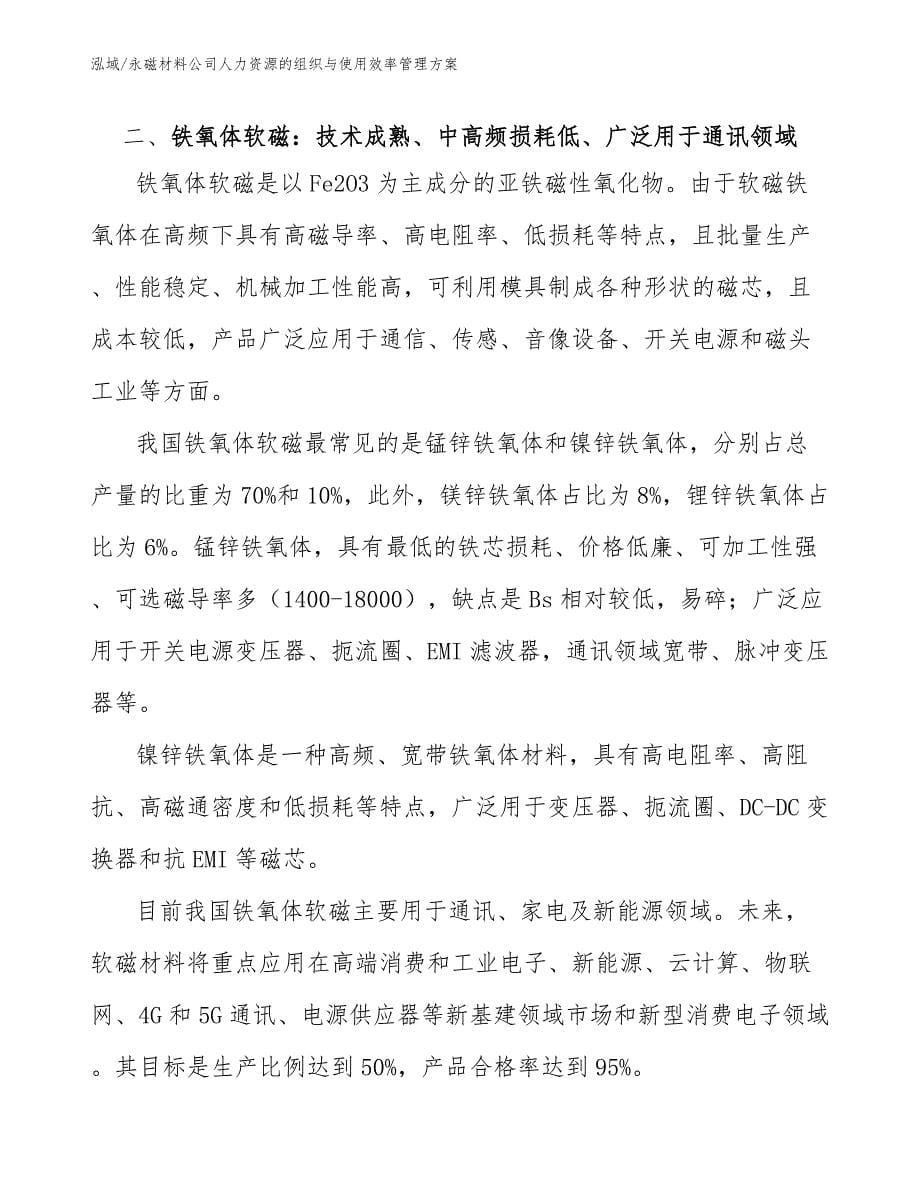 永磁材料公司人力资源的组织与使用效率管理方案_第5页