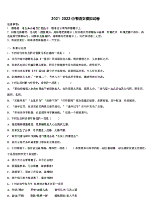 2021-2022学年云南省涧彝族自治县初中语文毕业考试模拟冲刺卷含解析