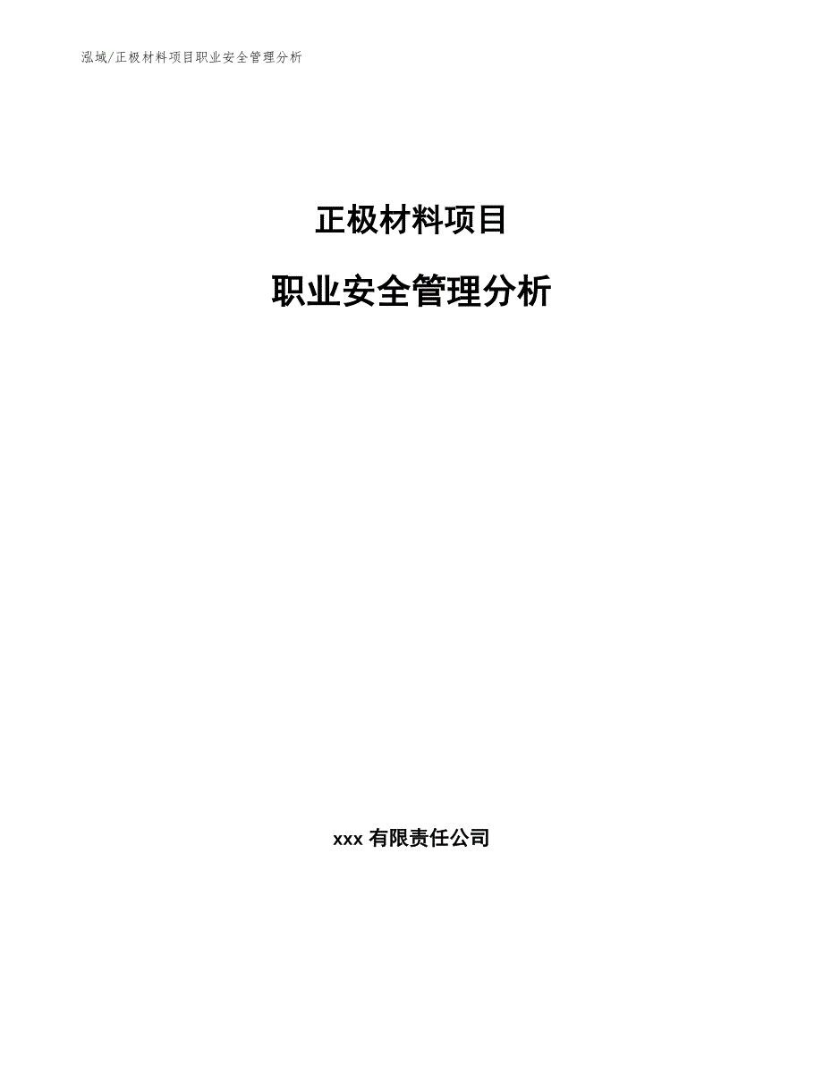 正极材料项目职业安全管理分析【范文】_第1页