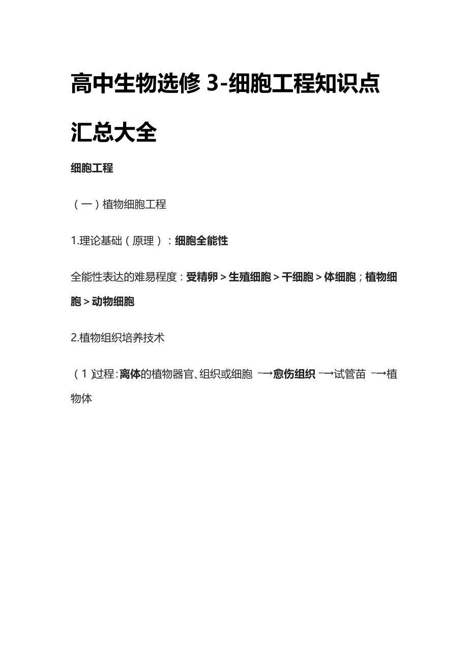 [全]高中生物选修3-细胞工程知识点汇总大全_第1页