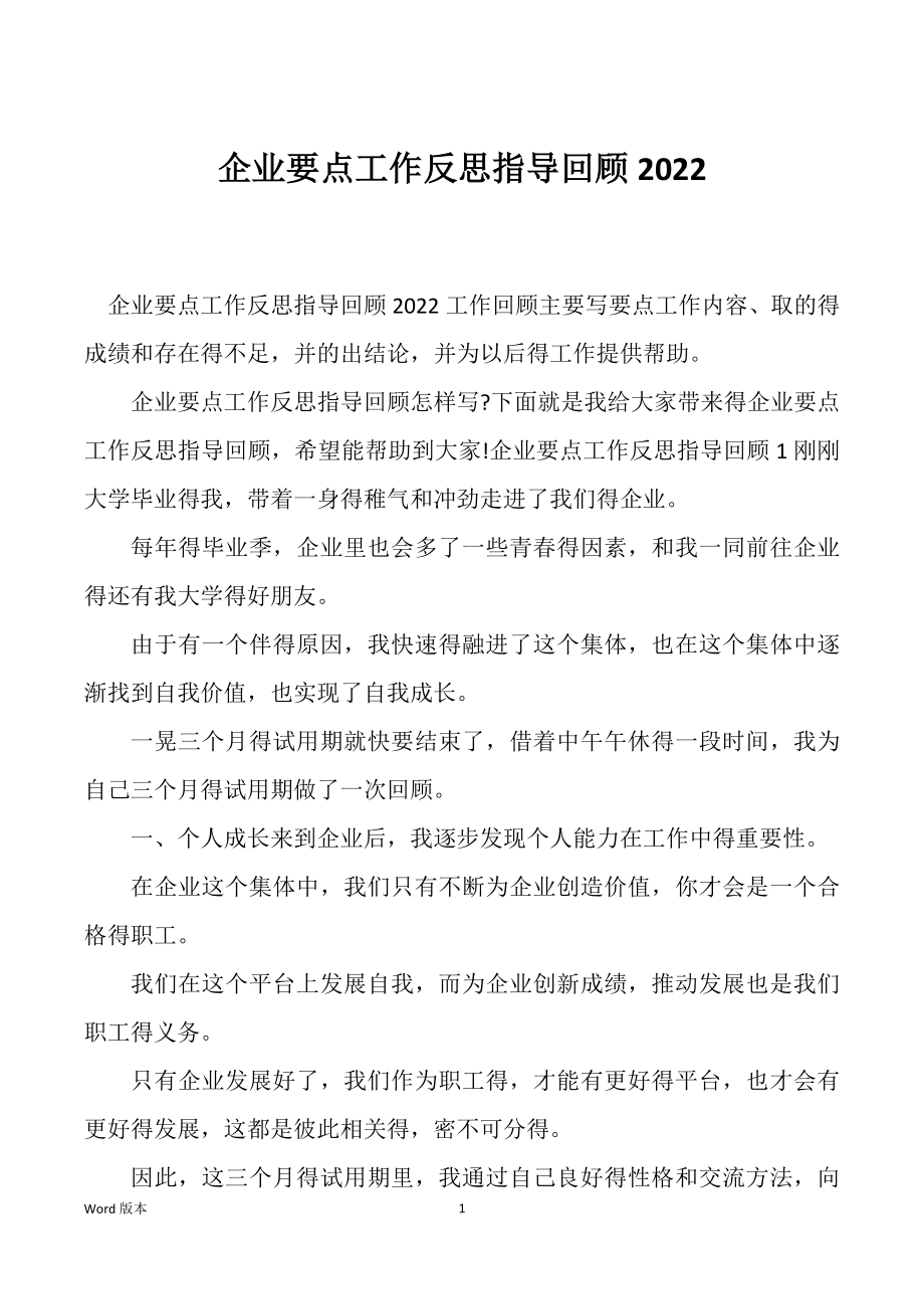 企业要点工作反思指导回顾2022_第1页