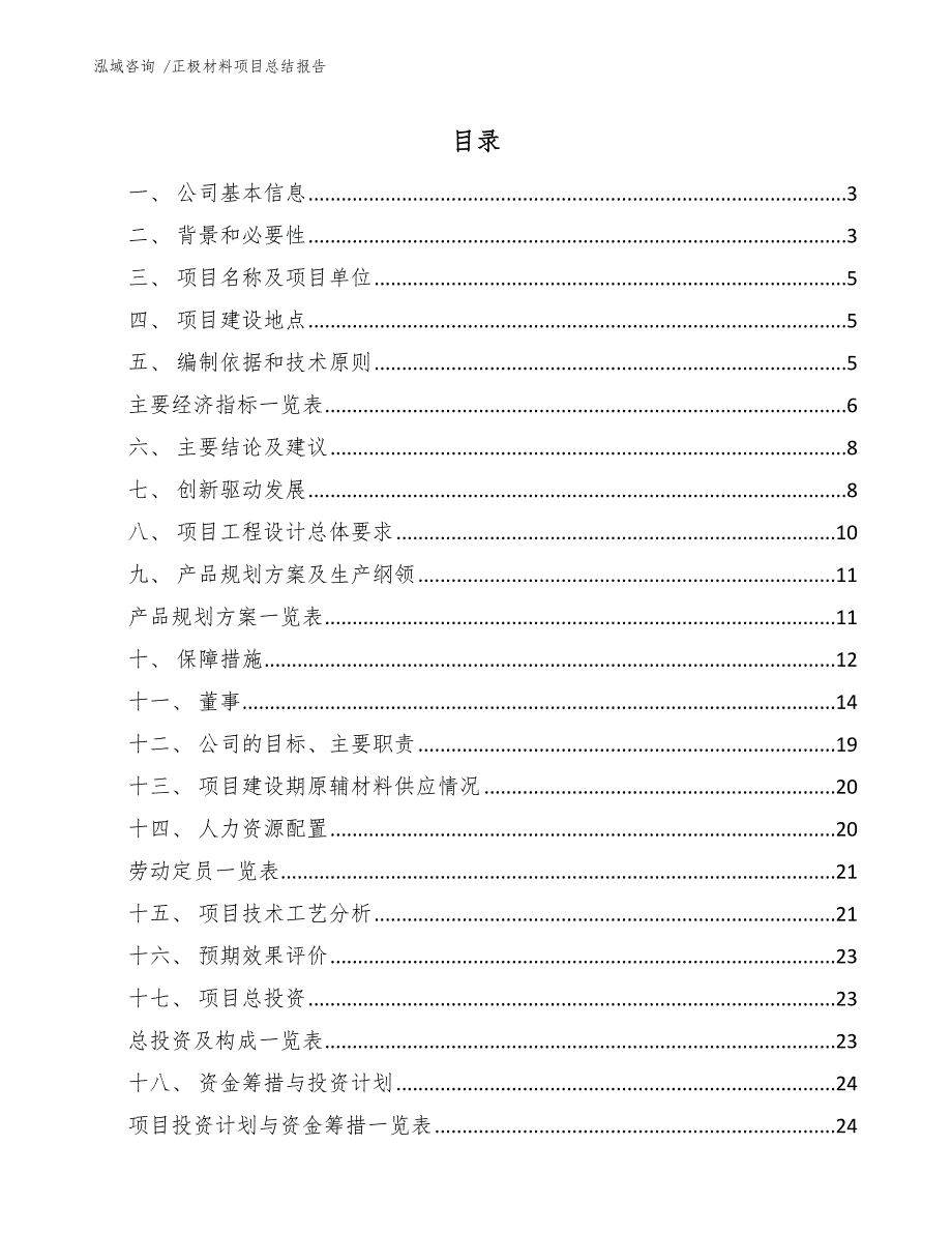 正极材料项目总结报告-（模板范文）_第1页