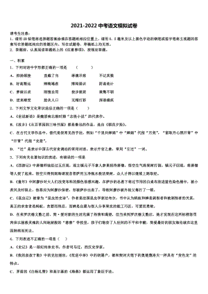 2021-2022学年湖南永州市祁阳县初中语文毕业考试模拟冲刺卷含解析