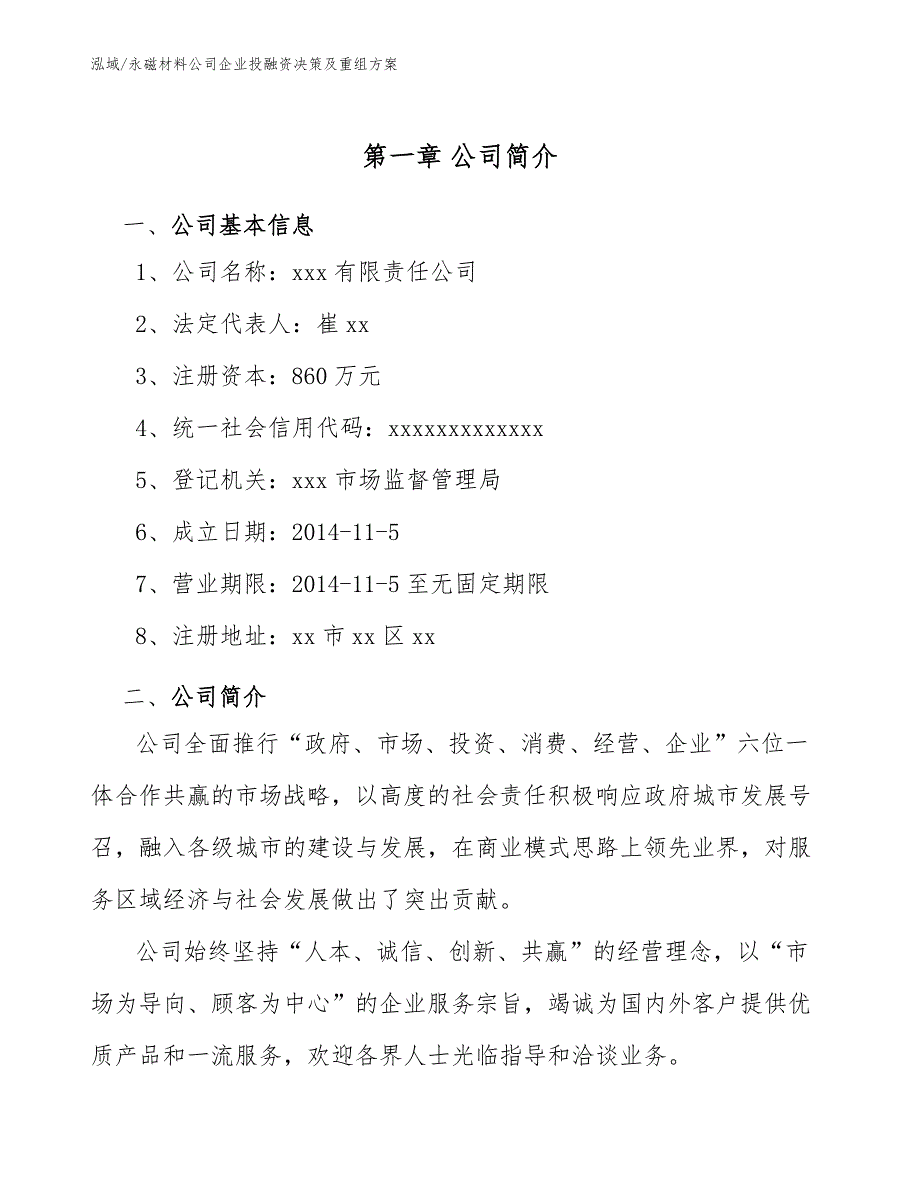 永磁材料公司企业投融资决策及重组方案【范文】_第4页