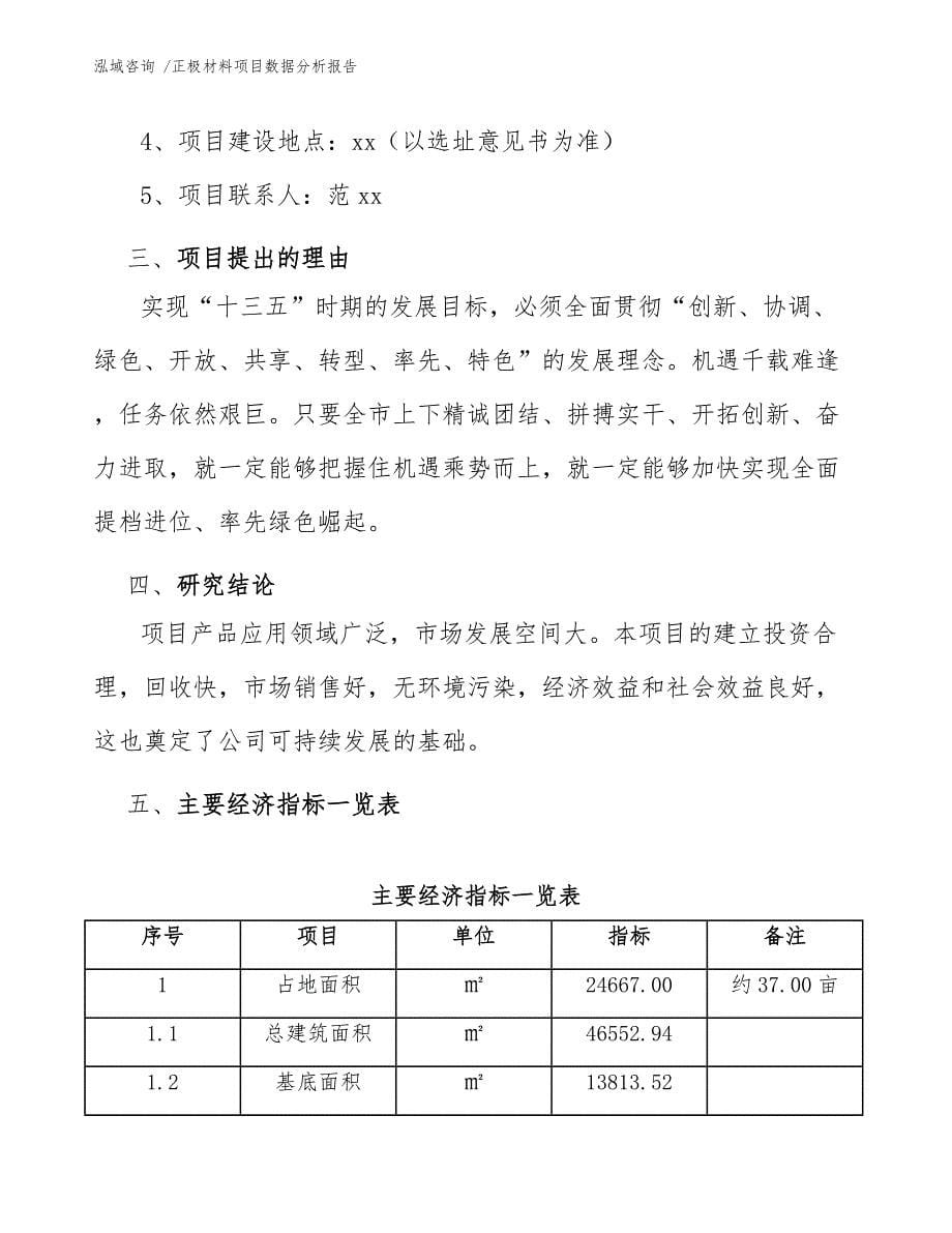 正极材料项目数据分析报告模板范文_第5页