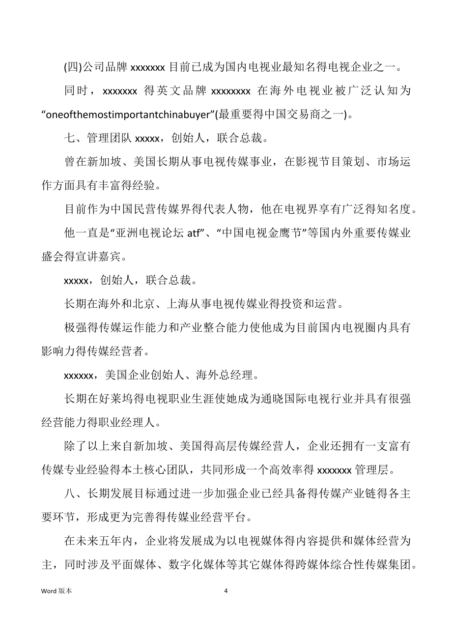 企业商业筹划书范本_第4页