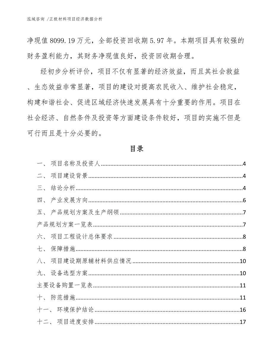 正极材料项目经济数据分析_第2页