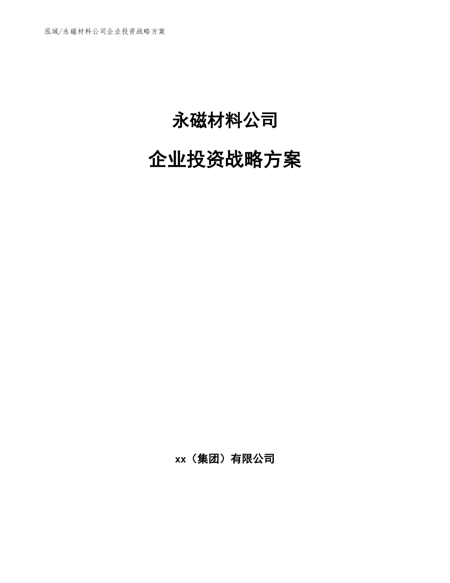 永磁材料公司企业投资战略方案_第1页