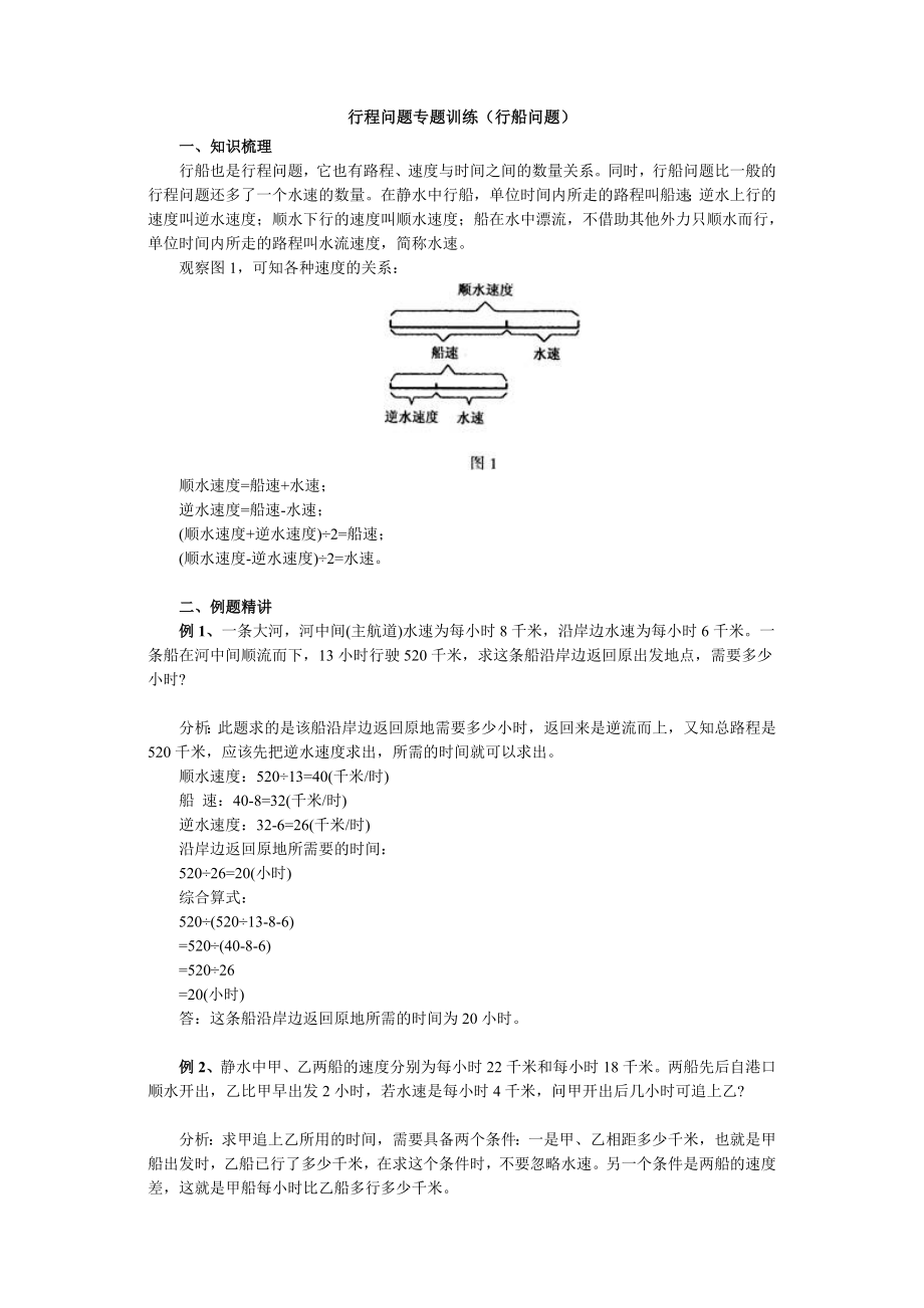 行程问题专题训练(行船问题)_第1页
