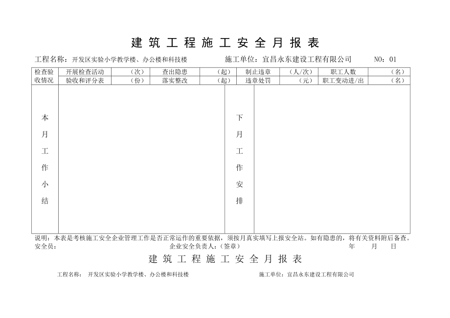 建-筑-工-程-施-工-安-全-月-报-表_第1页