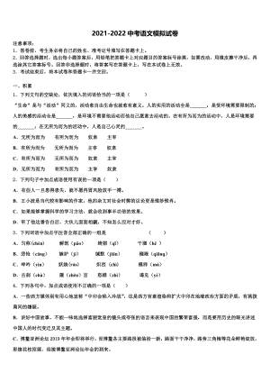 2022届黑龙江省哈尔滨市宾县达标名校中考语文模拟预测题含解析