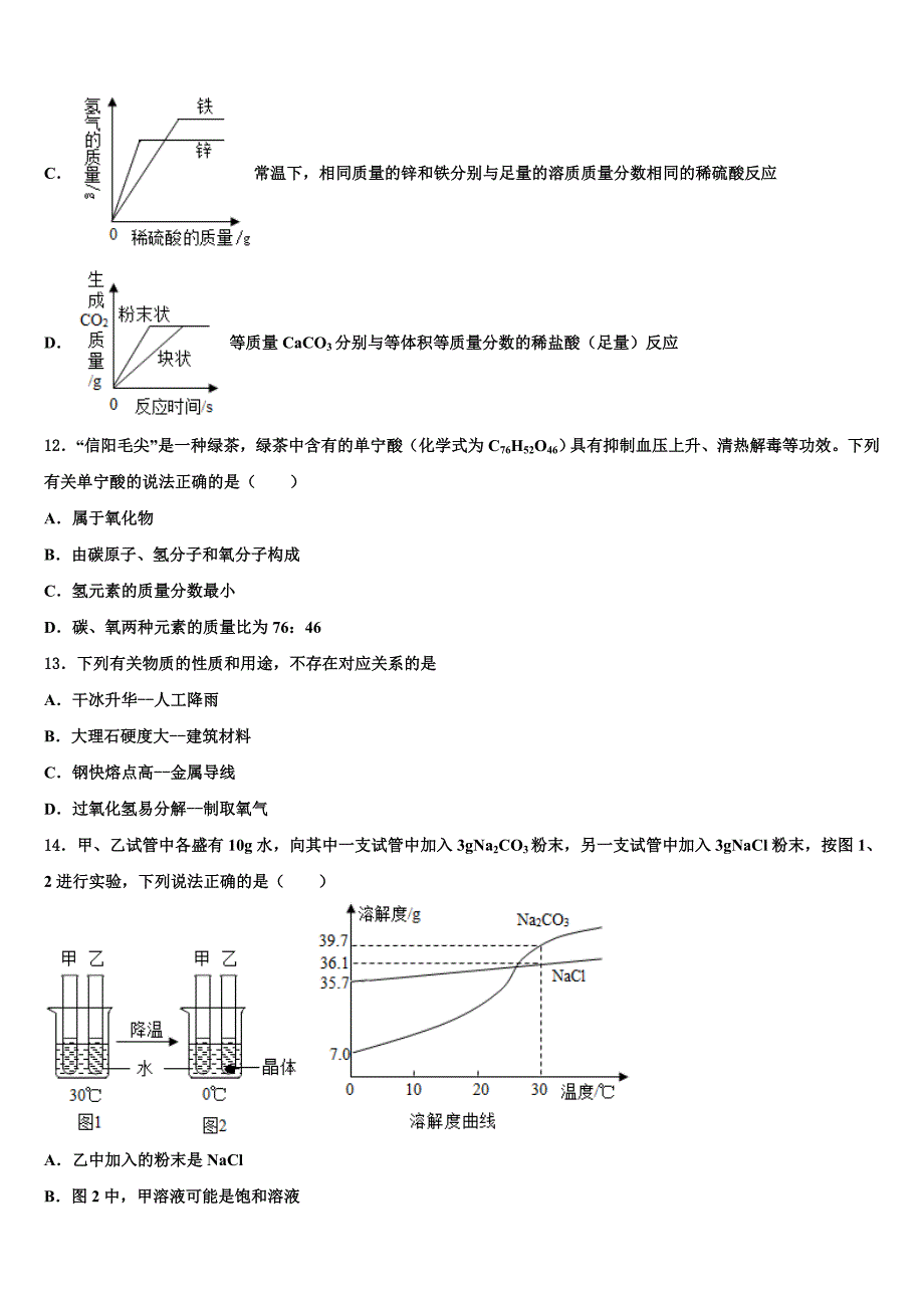 2022年江苏省东海晶都双语校中考五模化学试题（含答案解析）_第3页