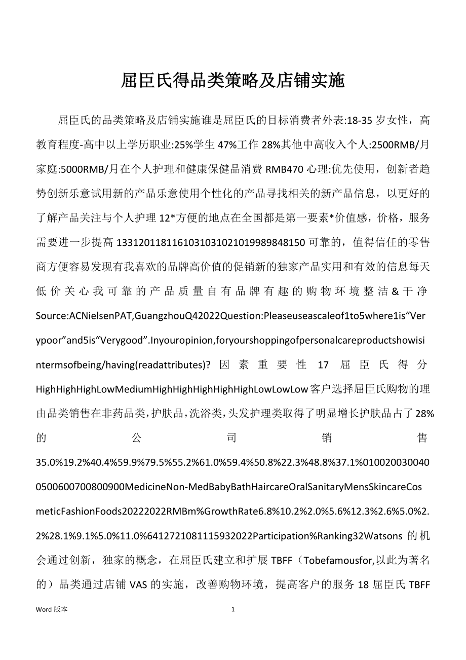 屈臣氏得品类策略及店铺实施_第1页