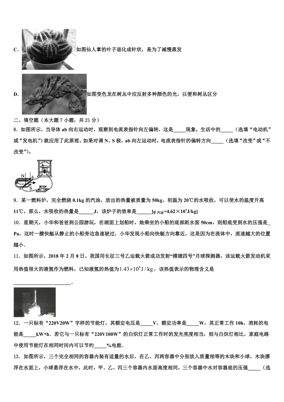 2022年四川营山小桥中学中考二模物理试题含解析_第3页