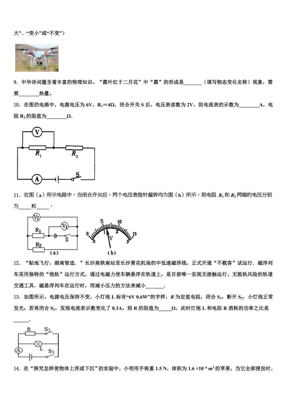 2022学年贵州省遵义汇川区六校联考中考物理对点突破模拟测试卷（含答案解析）_第3页