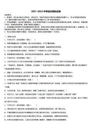 2022年青海省海北市初中语文毕业考试模拟冲刺卷含解析