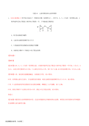 专题10 元素周期表 元素周期律