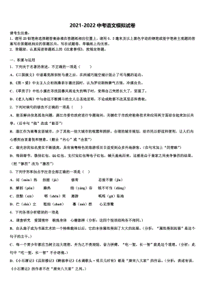 四川省望子成龙校2022年中考语文适应性模拟试题含解析