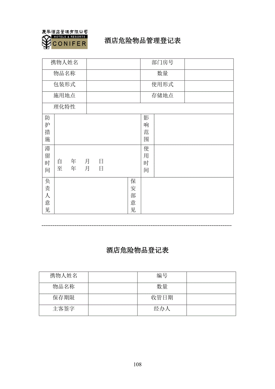 酒店管理系列 保安部表格_第2页