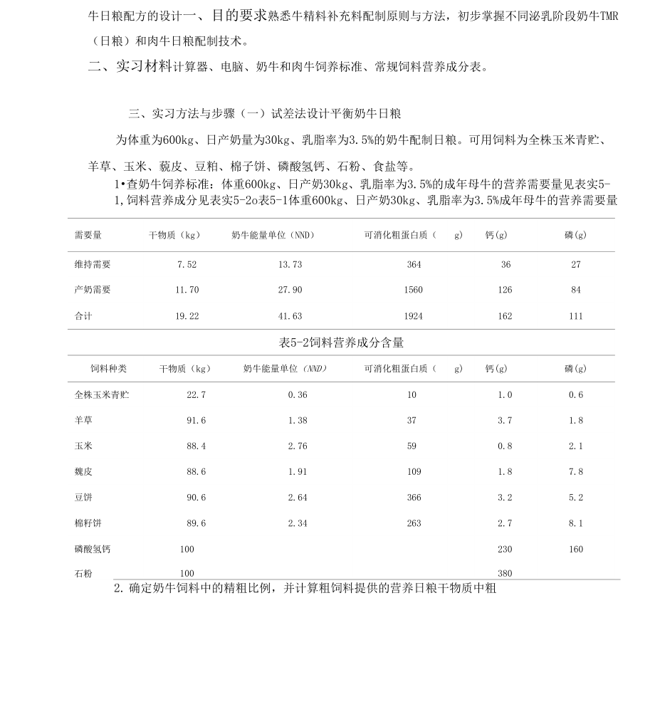 《牛日粮配方的设计》_第1页