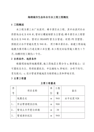 海绵城市生态补水引水工程工程概况