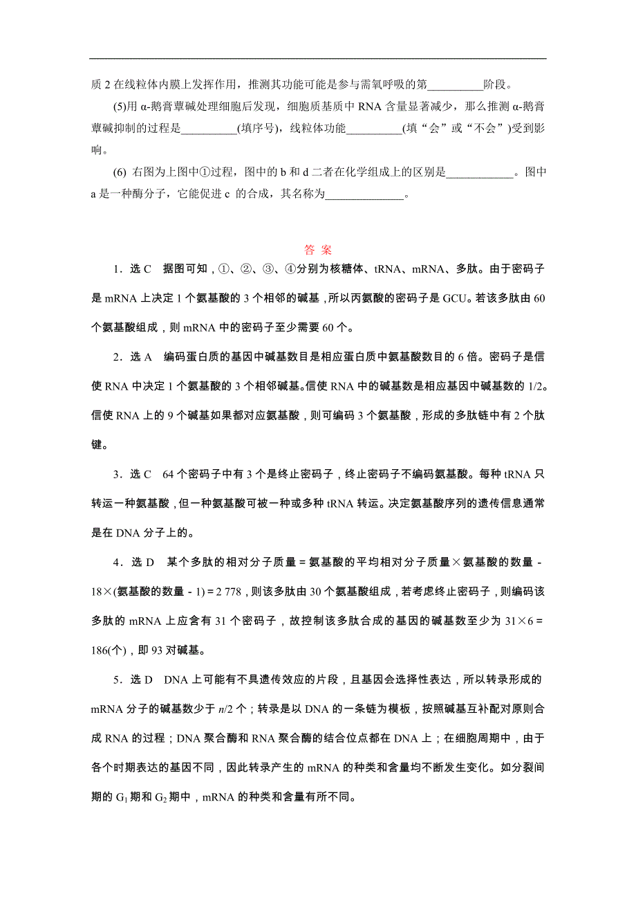 人教版高中生物必修2课时跟踪检测(十)基因指导蛋白质的合成_第3页