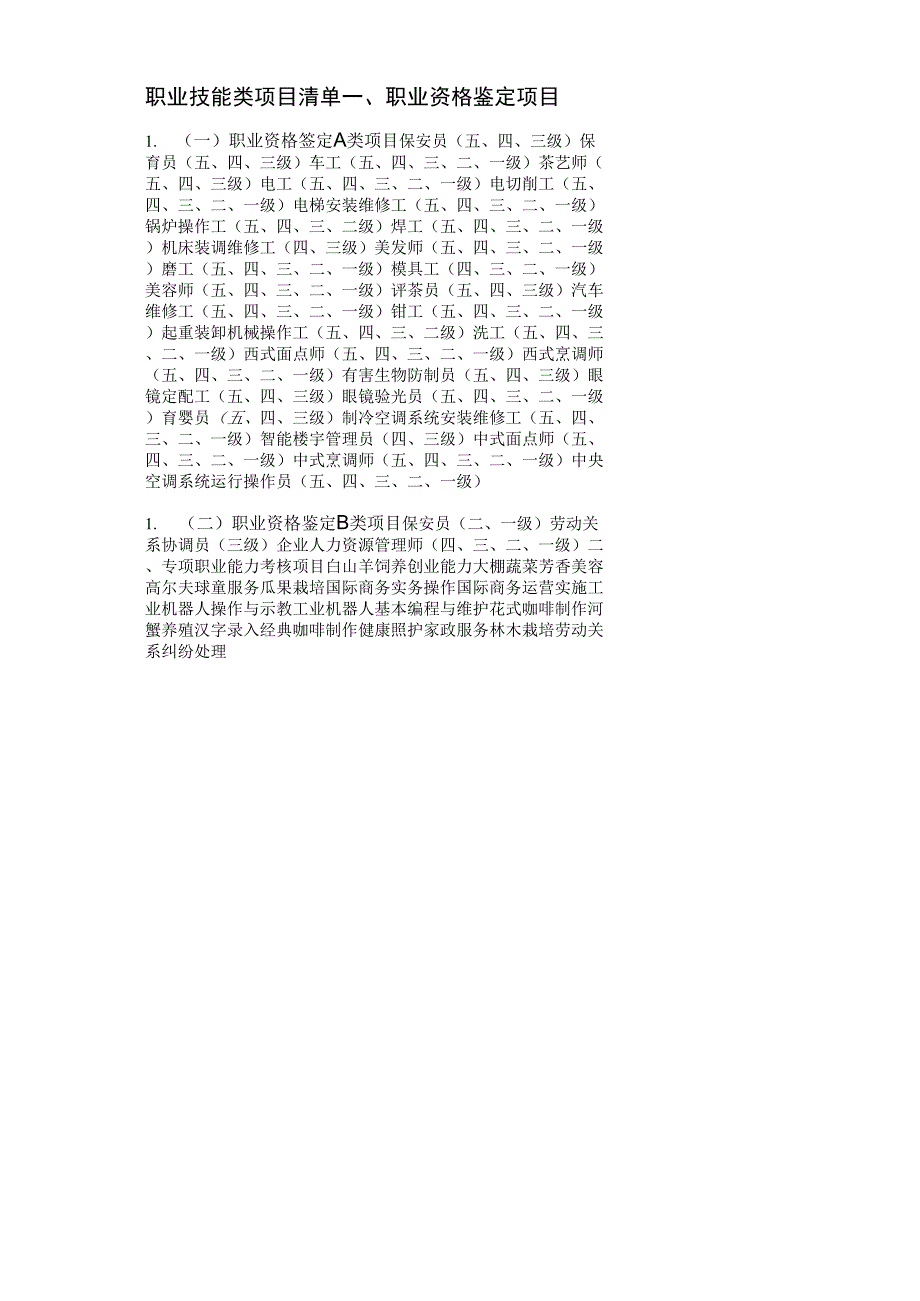 职业技能类项目清单_第1页