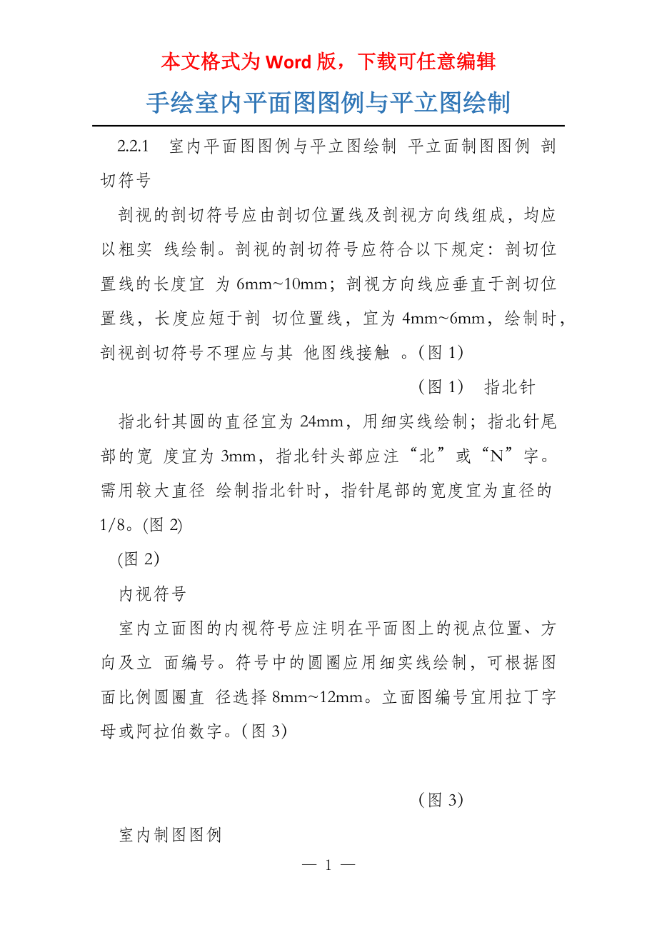 手绘室内平面图图例与平立图绘制_第1页