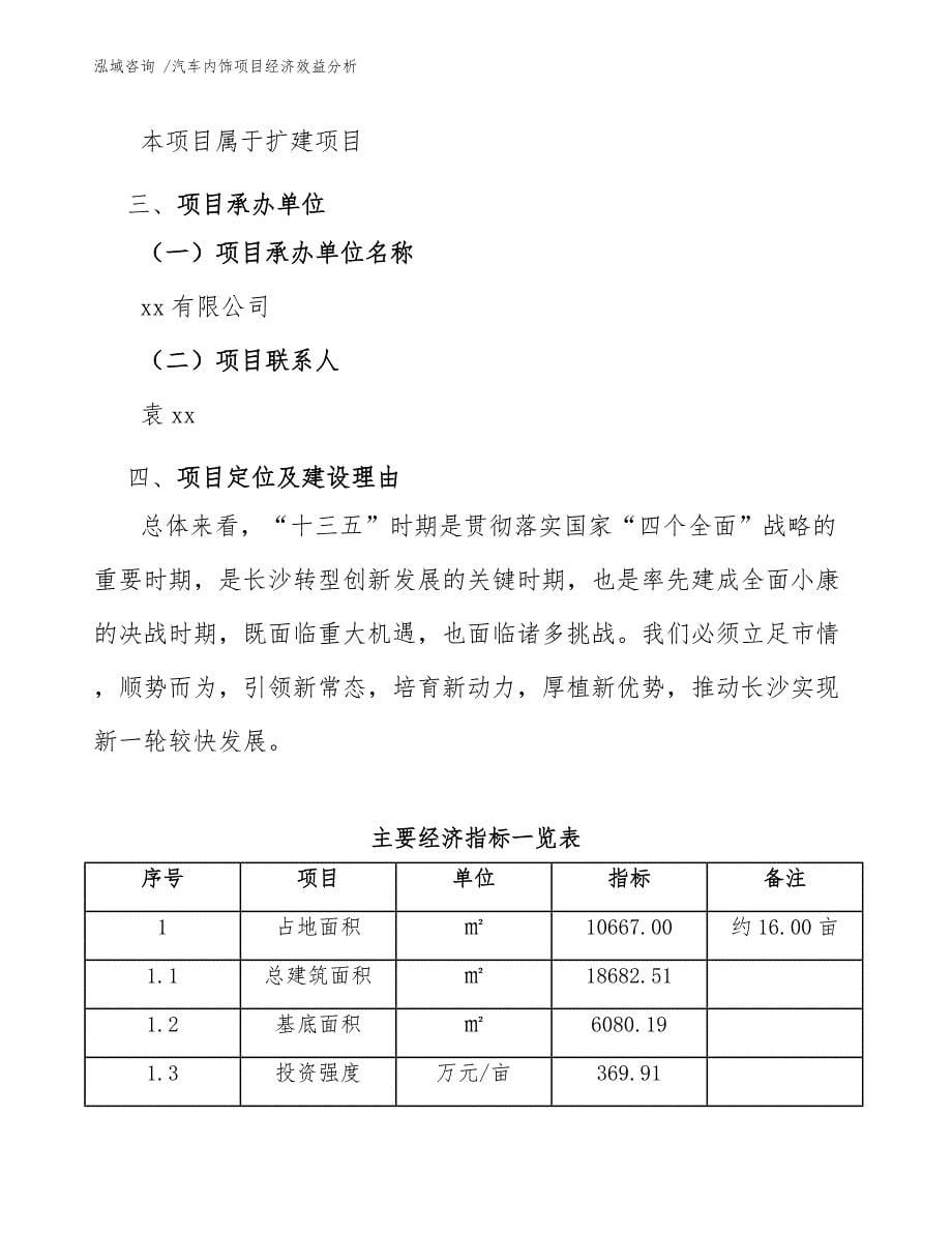 汽车内饰项目经济效益分析_第5页