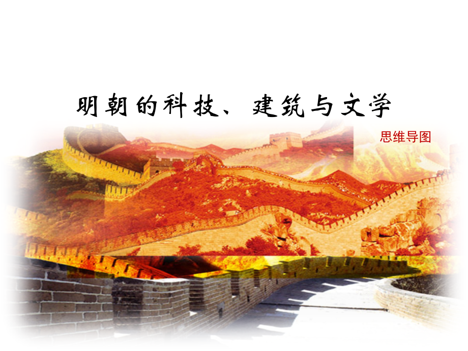 《明朝的科技建筑与文学》思维导图ppt课件_第1页