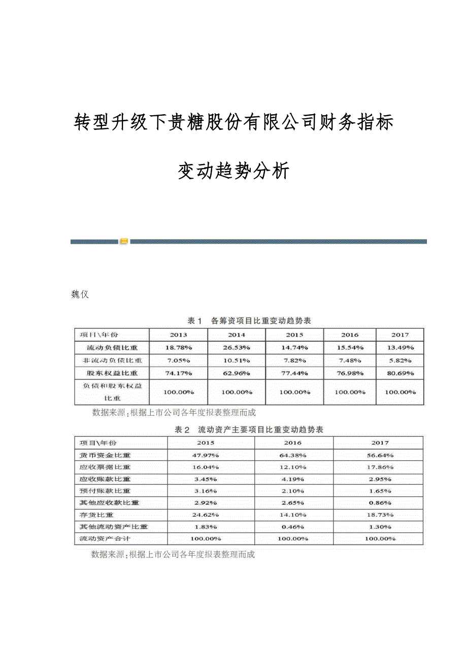 转型升级下贵糖股份有限公司财务指标变动趋势分析_第1页