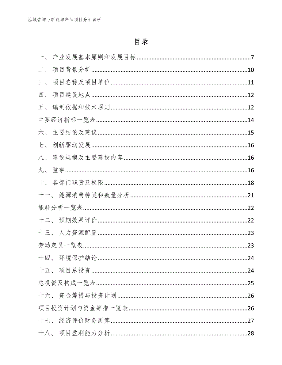 新能源产品项目分析调研-模板范文_第1页
