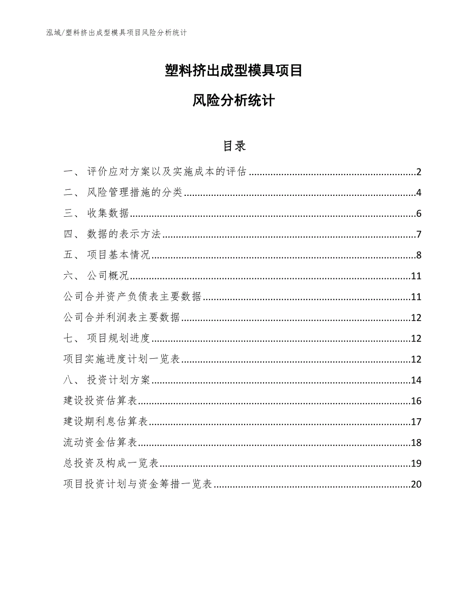 塑料挤出成型模具项目风险管理信息系统方案_参考_第1页