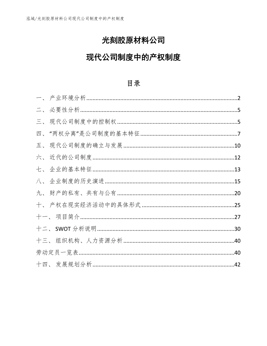 光刻胶原材料公司现代公司制度中的产权制度（参考）_第1页