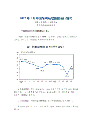 2022年5月中国采购经理指数运行报告