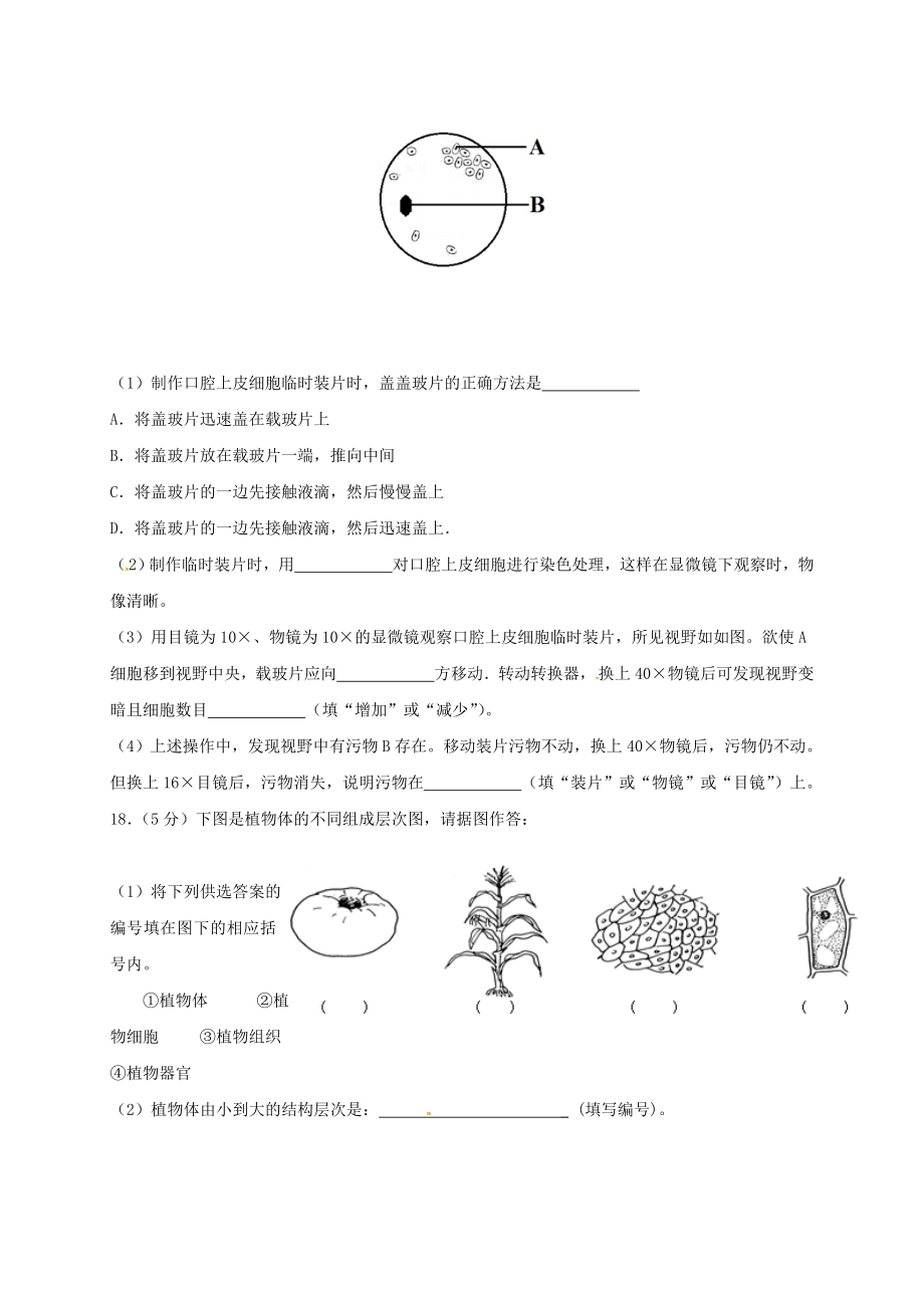 2019-2020年九年级生物上学期第一次月考试题(IV)_第4页