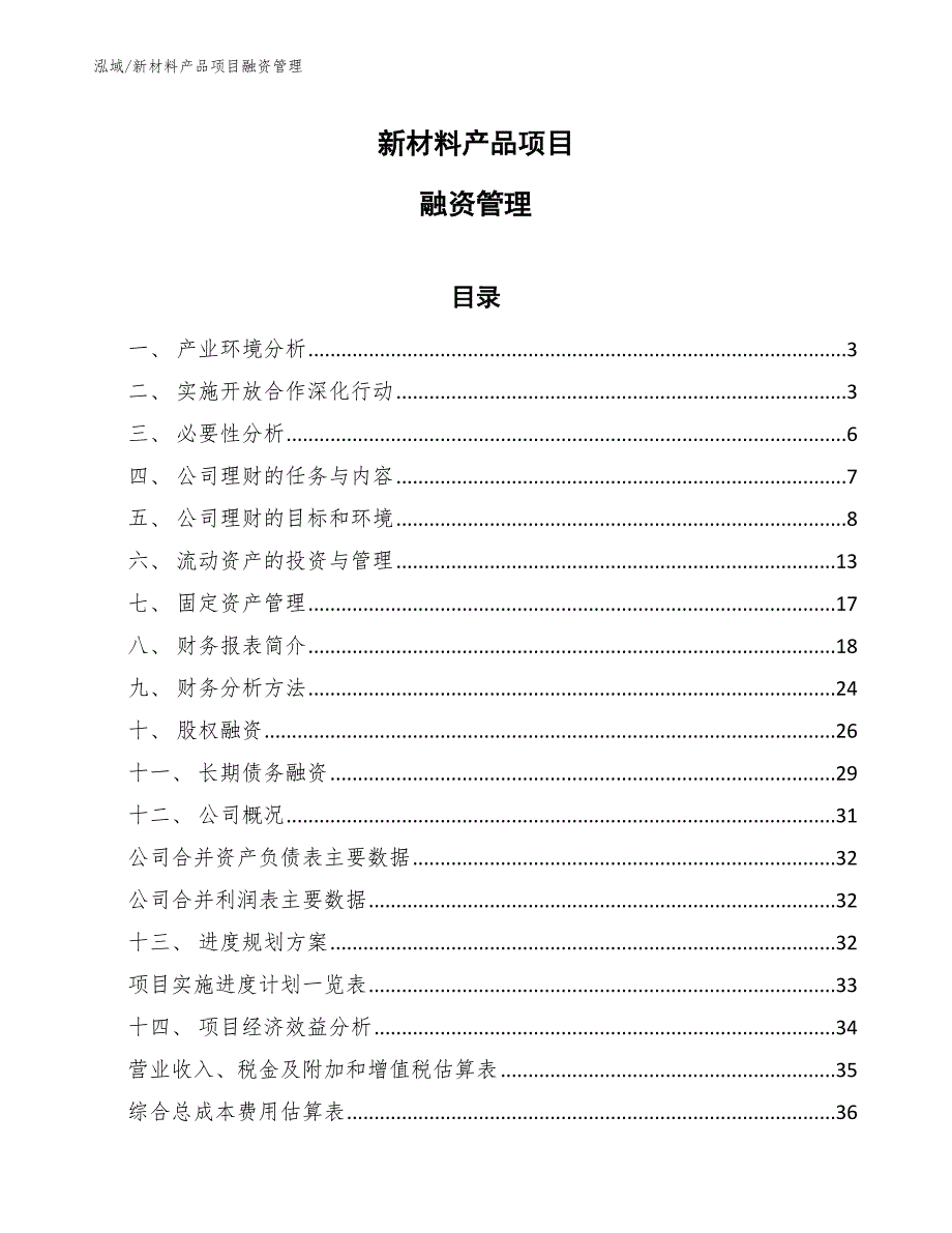 新材料产品项目融资管理_第1页