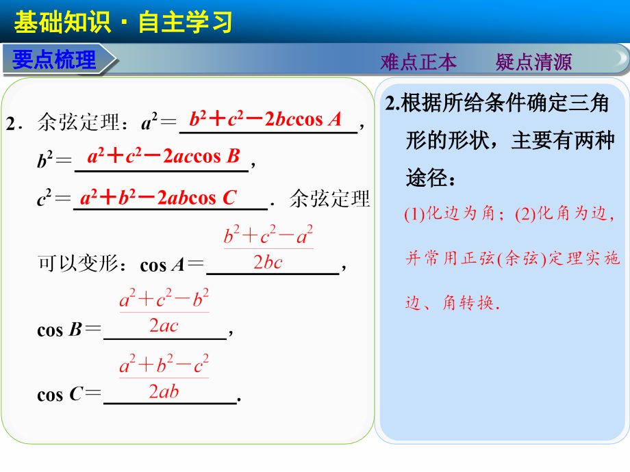 2014届山东省冠县武训高级中学高考数学一轮复习课件：4.6《正弦定理和余弦定理》新人教A版_第3页