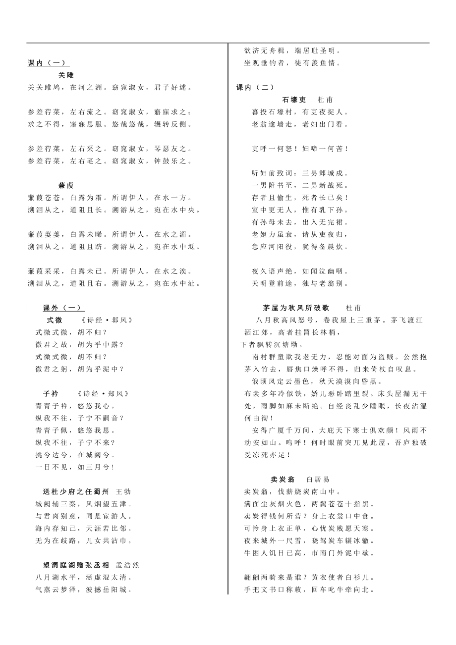 最新统编版初中语文古诗词六册汇总（85首）_第4页