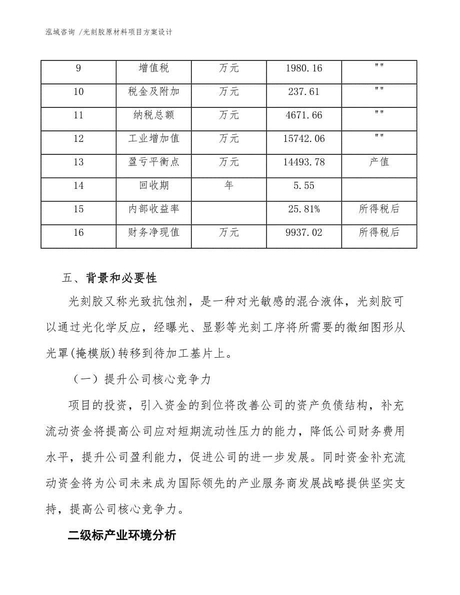 光刻胶原材料项目方案设计_范文_第5页