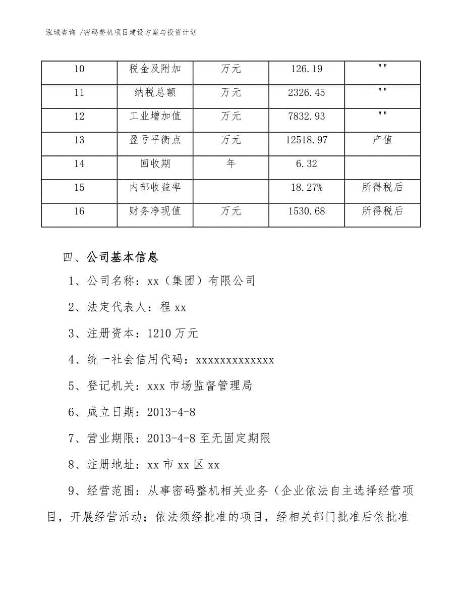 密码整机项目建设方案与投资计划_范文参考_第5页