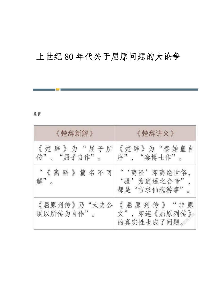 上世纪80年代关于屈原问题的大论争_第1页
