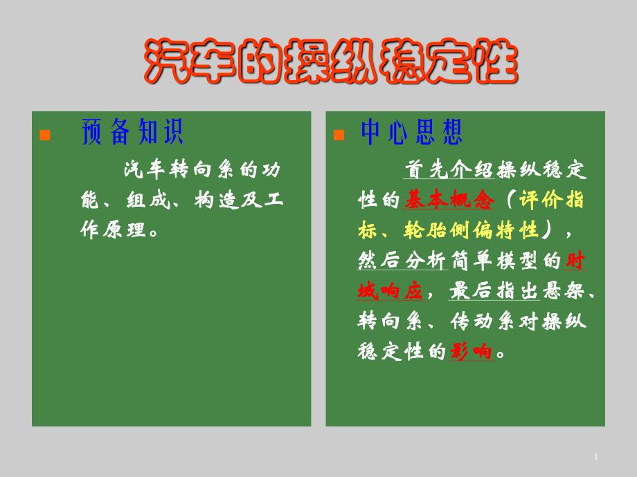 汽车的操纵稳定性--操纵稳定性涉及工况(ppt 52)_第1页