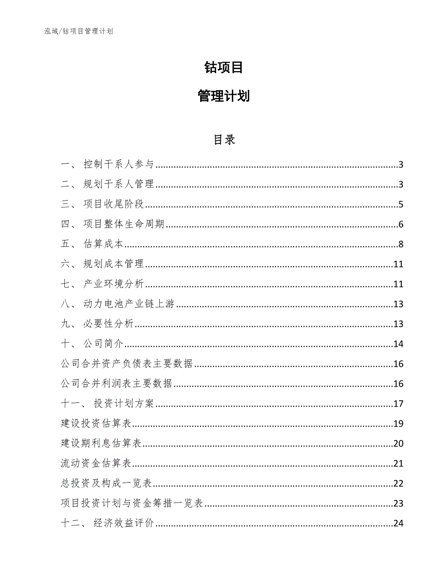 钴项目管理计划_第1页