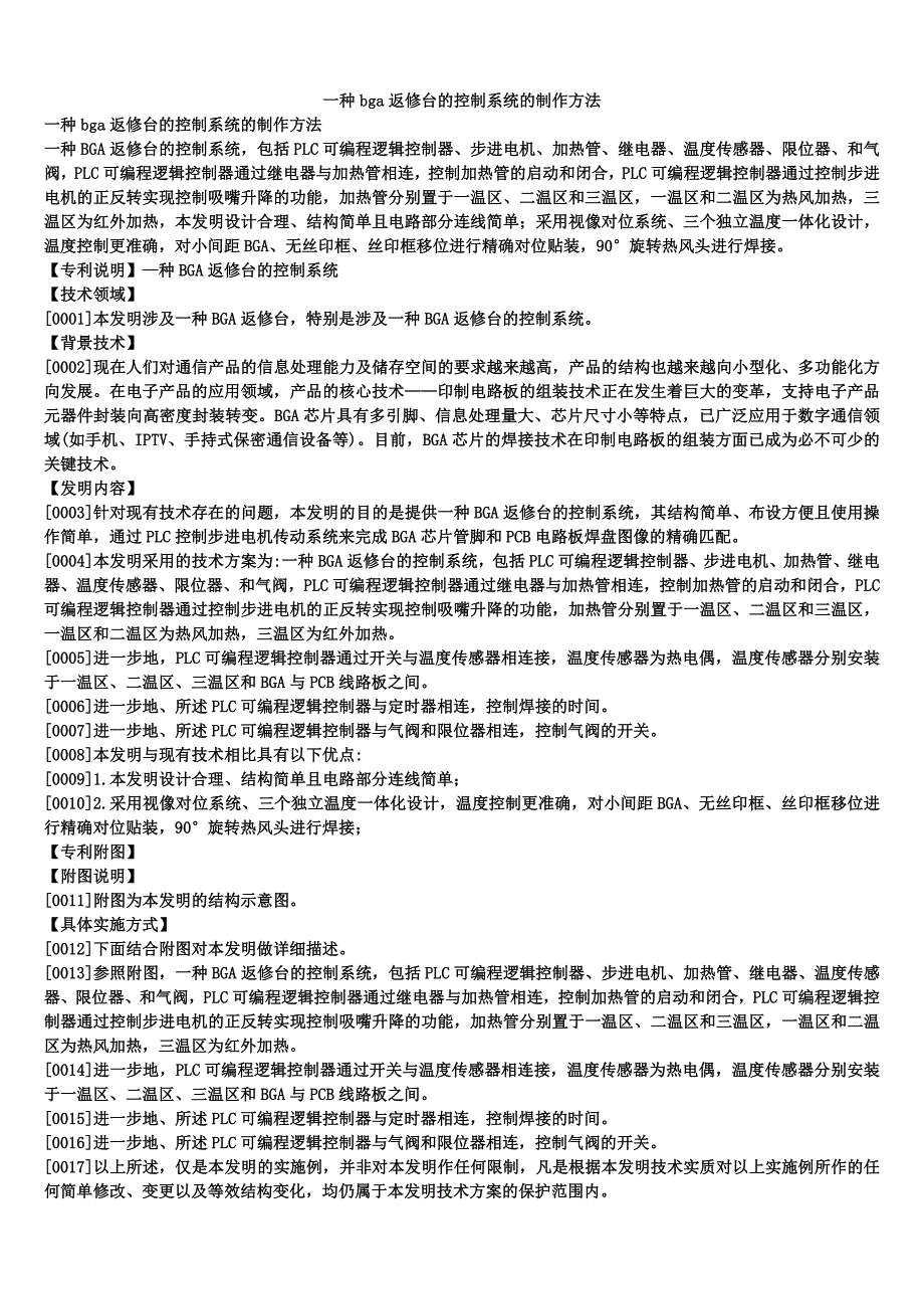一种bga返修台的控制系统的制作方法_第1页