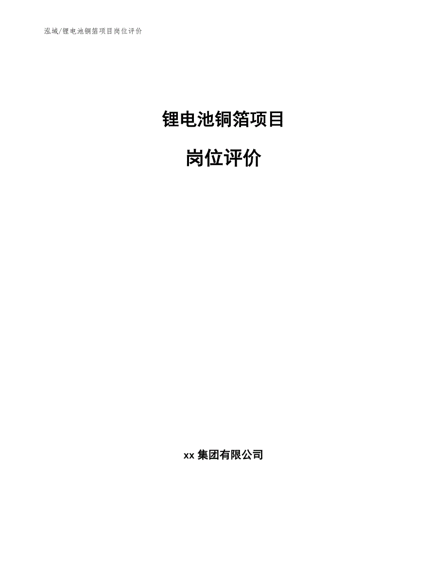 锂电池铜箔项目岗位评价（范文）_第1页