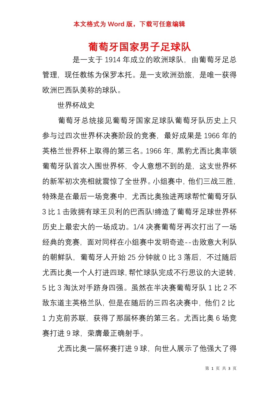 葡萄牙国家男子足球队_第1页